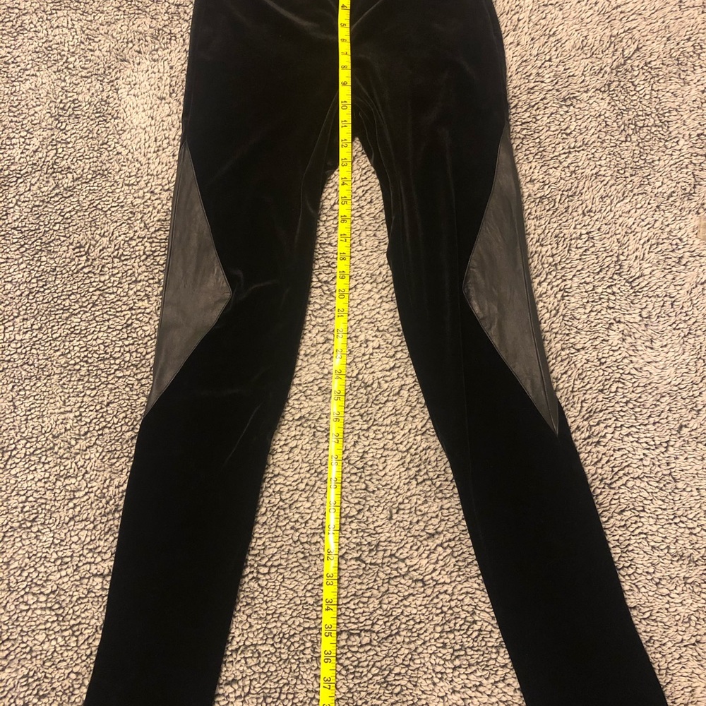 Velvet and faux leather leggings